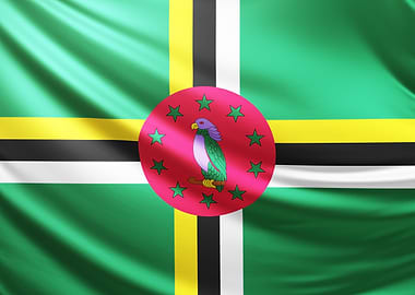 Dominica Flag, realistic flag of dominica