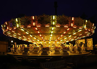 Illuminated Carousel at Night