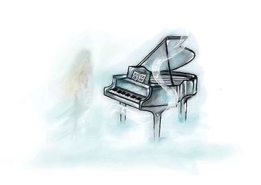 Grand Piano in Clouds