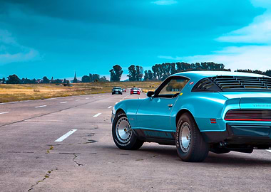 Blue Pontiac Trans Am