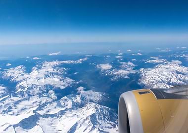 Snowy Mountain Range from Airplane