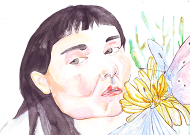 Woman Portrait and Butterfly