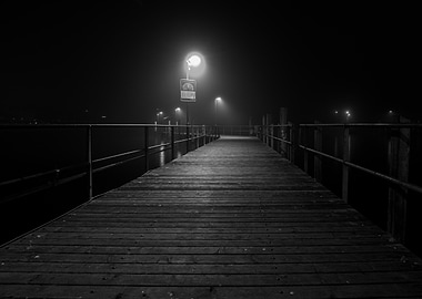 Silent Pier - A Monochrome Night in Zürich