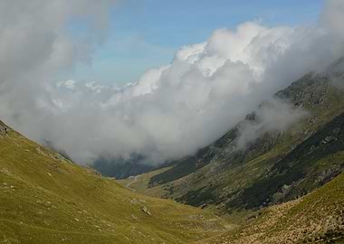 Mountain Valley with Clouds
