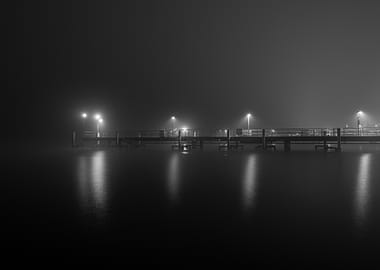 Mystical Foggy Pier in Zürich - New Year Serenity