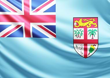 Fiji Flag, realistic flag of fiji islands