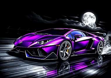 Purple Lamborghini Sesto Elemento Night Drive
