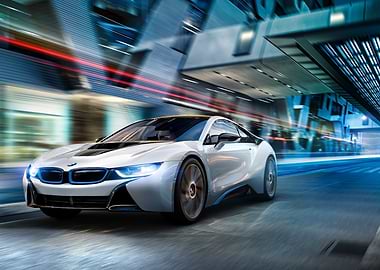 BMW i8 Speeding Through City