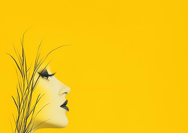 Woman's Profile with Black Lines