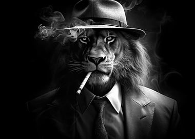 Lion Mafia boss smoking a cigar