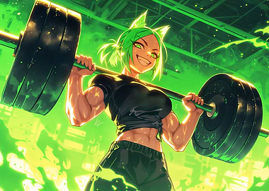 Neon Green Anime Girl Gym