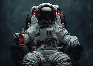 Astronaut Relaxing with Drink