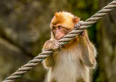 Young Monkey on Rope
