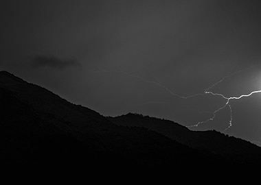 Lightning Strike Over Mountains