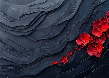 Crimson Flow Across Midnight Stone