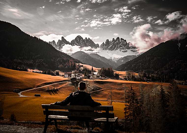 Man Contemplating Mountain View
