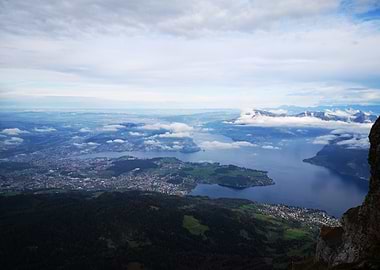 Lucerne - Mt Pilatus - Mountaintop View of Lake and City