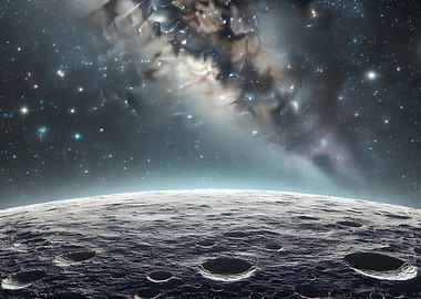 Lunar Landscape with Nebula