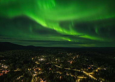 Northern Lights Over Forest Town