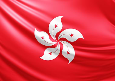 Hong Kong Flag, realistic flag of hong kong