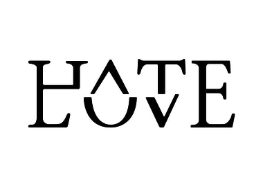Hate Love Typography Inspirational Motivational Quote Horizontal Minimalistic
