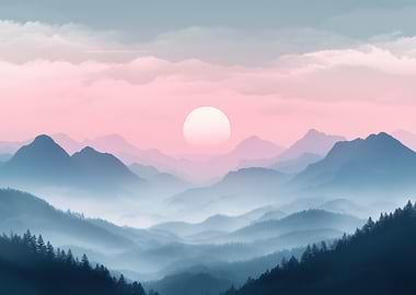 Misty Mountain Sunset