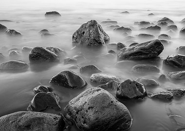 Misty Beach Rocks