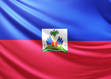 Haitian Flag, realistic flag of haïti