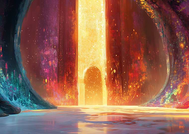 Glowing Portal in a Crystal Cave