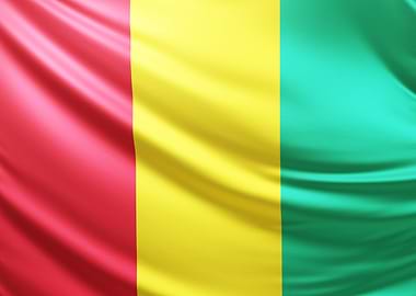Guinea Flag, realistic flag of Guinea