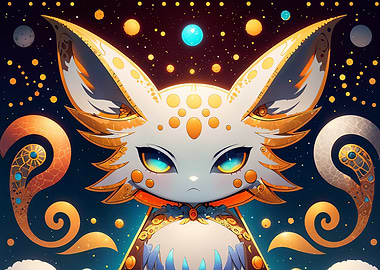 Heavenly cat in a whimsical dreamscape