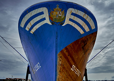 Blue and Brown Ship Bow