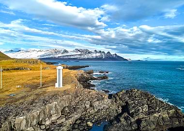 Lighthouse on Rocky Coast of iceland
