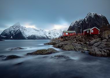 Red Cabins by the Fjord