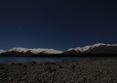 Night Sky Mountains - Lake Tekapo