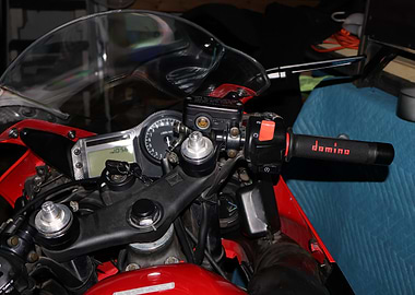 Motorcycle Handlebars with Domino Grips