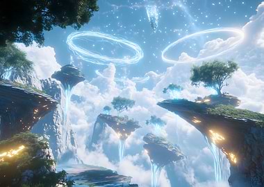 Floating Islands Fantasy Landscape