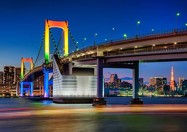 Rainbow Bridge Tokyo Blue Hour Night