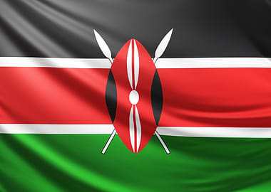 Kenyan Flag, realistic flag of Kenya
