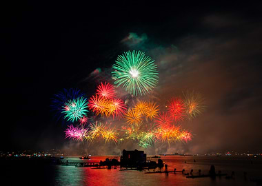 Fireworks Display Over Water