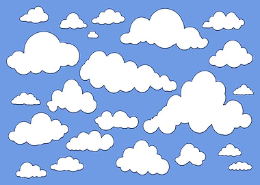 Clouds cartoon sky fill border shadow