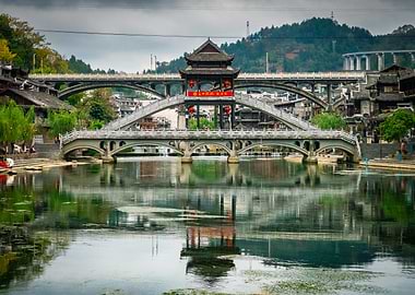 Stone Bridge Over River