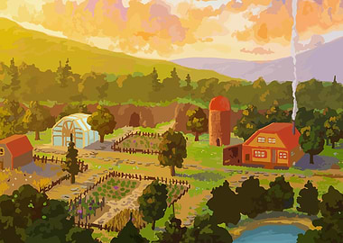 Farmhouse Sunset on stardew villaeg gaming