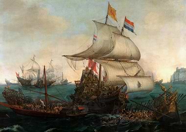Naval Battle Painting