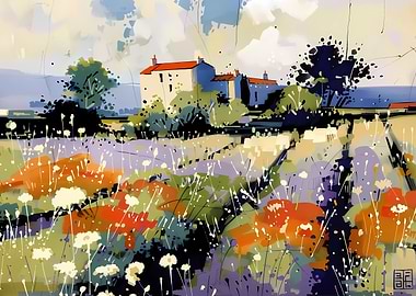 Countryside Cottage Painting