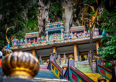 Colorful Temple Steps