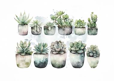 Succulent Watercolor Print