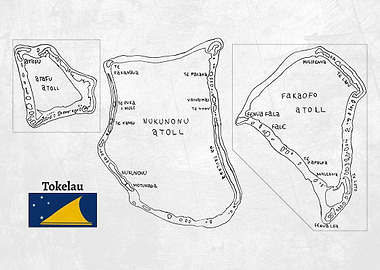 Handdrawn Tokelau Map
