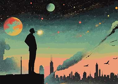 Silhouette Man in Space