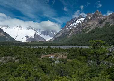 Snowy Mountain Range Landscape
